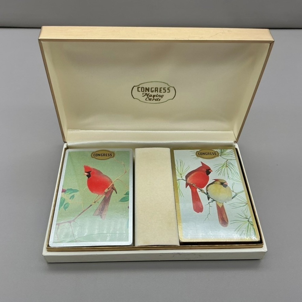 Vintage Congress Playing Cards Cardinal Bird Double Deck Bridge Set Sealed Box